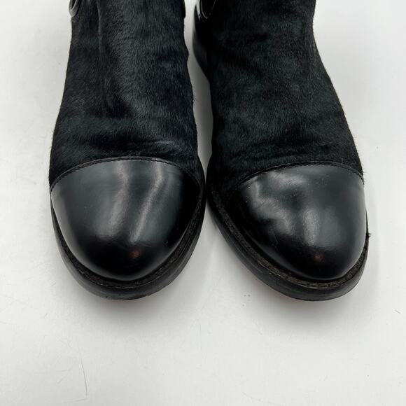 Clarks x Orla Kiely Ponyhair Chelsea Boots Black Leather Booties - Picture 5 of 12